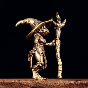 Figurine de <span class=keywords><strong>grenouille</strong></span> vintage en laiton pur, décoration intérieure de voiture, artisanat créatif, figurine de bureau - Product Image 5
