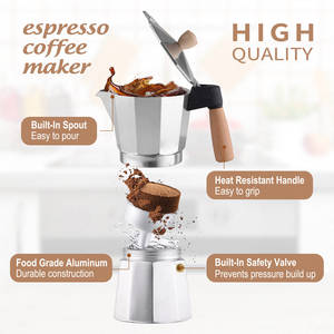 Nouvelle conception de cafetière à expresso de camping en aluminium, cafetière cubaine manuelle pour cappuccino <span class=keywords><strong>ou</strong></span> latte - Product Image 5