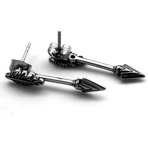 Pendientes de flecha yunnique, diseño de hoja de acero de titanio, joyería de moda para hombres y mujeres - Product Image 1
