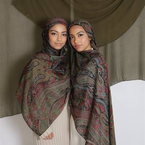 Venta caliente nuevo impreso poliéster Hijab chales bufanda Medio Oriente árabe musulmán señoras moda capa Hijab - Product Image 2