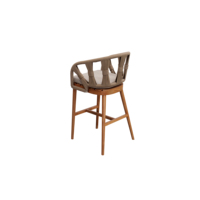 Chaise de bistrot de luxe moderne pour hôtel, projet bord de mer, en bois de teck, pour extérieur, jardin, avec corde tressée, tabourets de bar hauts pour restaurant