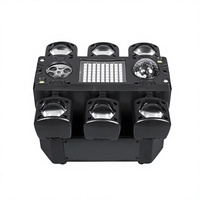 Potente Iluminación LED de Matriz de Haz Móvil de Seis Brazos Tipo Barco Pirata de 100W con Doble Láser Estroboscópico y DMX de 26 Canales para DJ Profesionales, Clubes y Eventos