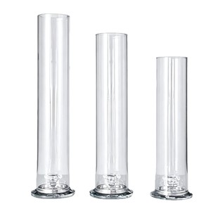Tube en verre sans fond avec support de bougie, chandelier en verre transparent, bougeoir hurricane pour la décoration de table de mariage - Product Image 3