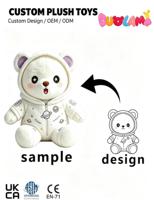 Peluche personnalisée, ours spatial en peluche douce pour la décoration de la maison, cadeau de vacances, OEM ODM, créez votre propre peluche