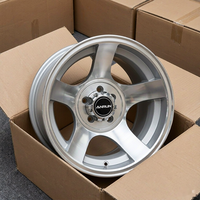 Velg Tempa Kustom Silver Machined Lip 5 Spoke Deep Dish Alloy Rims 16 22 Inch PCD ET Kustom untuk Toyota Subaru DOT/JWL/VIA