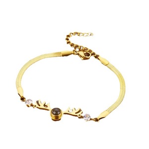 Best-seller transfrontalier - Bracelet en acier titane avec projection « Je t'aime » en 100 langues, chaîne en os de serpent pour femmes, bijoux - Product Image 5