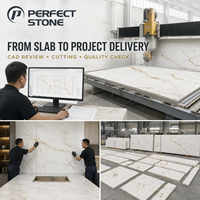 Dalles de pierre frittée Calacatta Gold grand format PerfectStone 3200 mm x 1600 mm pour entrepreneurs et projets commerciaux