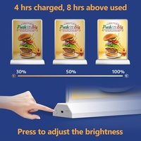 Boîte lumineuse publicitaire de bureau à luminosité réglable, format A4, support de signalisation LED de table pour restaurants et bars