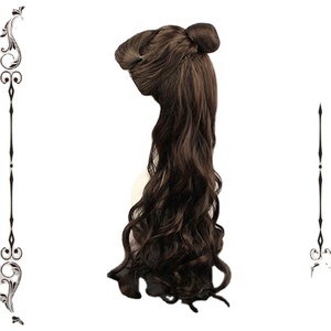 Perruque <span class=keywords><strong>de</strong></span> cosplay Belle <span class=keywords><strong>de</strong></span> <span class=keywords><strong>la</strong></span> Belle et <span class=keywords><strong>la</strong></span> Bête, cheveux bouclés brun foncé - Product Image 1