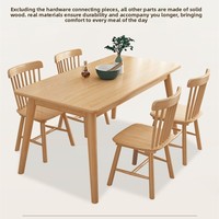 Table à manger en bois de chêne massif de Style moderne nordique ensemble de chaises confortables Design carré naturel pour petit appartement chez l'habitant