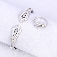 Magnifique ensemble bague et bracelet en forme de flèche et de diamant, avec motif goutte d'huile blanche, accessoires de mode pour femme, cadeau de mariage