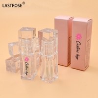 Tubes de brillant à lèvres en gros, tubes vides à marque privée pour huile à lèvres avec grande brosse, tubes vides en plastique transparent avec boîte