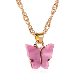Trendz colorful sweet pink butterfly lick chain necklace - Product Image 4
