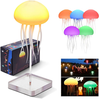 Lampe de chevet méduse flottante RVB améliorée à dégradé de couleurs, lampe LED silencieuse, commande vocale, alimentation par batterie et prise secteur