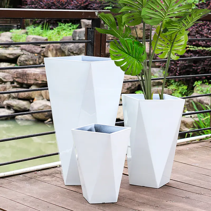 Fioriere Decorative in plastica vasi per piante vasi da fiori grandi smaltati all'aperto economici di grandi dimensioni utilizzati con forma rotonda di fiori/piante verdi