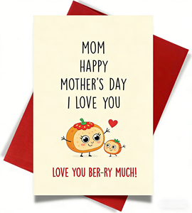 สุขสันต์วันแม่ การ์ดอวยพรแบบมีมสร้างสรรค์พร้อมคำอวยพรแบบโฮโมโฟนิก แสดงความขอบคุณ อบอุ่นใจในวันแม่ สำหรับพ่อแม่และลูกๆ - Product Image 1