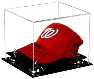 Baseball Cap (or Hat) Clear Acrylic Display Case with Silver Risers