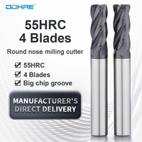 Fraise à bout arrondi en carbure DOHRE HRC55 à 4 flûtes de 4 mm avec revêtement AlTin pour machines CNC