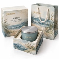 Ensemble d'emballage personnalisé avec boîte rigide pour bougie au sel de mer et sauge et sac cadeau en papier assorti