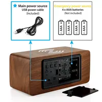 Jam Alarm Digital LED Kayu 15W Promosi untuk Jam Meja Pintar Nirkabel dengan Fitur Dekoratif untuk Penggunaan di Rumah atau Kantor