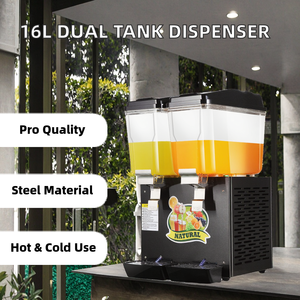 Dispensador de Bebidas Frías Multifuncional Comercial FMS FCS-162C de 16L con 2 Tanques de Acero Inoxidable Cromado para Enfriar/Calentar - Product Image 2