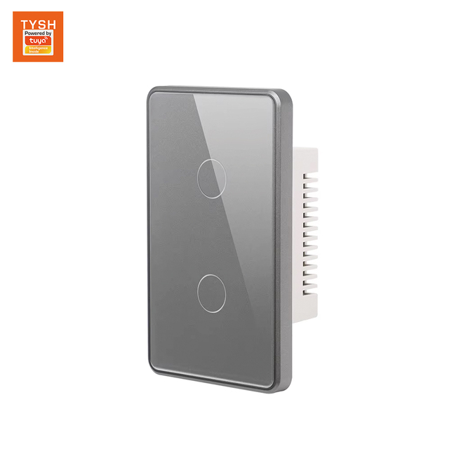 TYSH Smart Home 2-Gang WiFi Touch Light Switch Without Neutral Wire 10A IP53 EU Panel