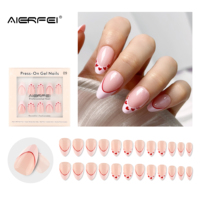 24 faux ongles courts en amande à couverture complète, très demandés, style français, couleurs mélangées, en ABS souple, pré-dessinés pour nail art