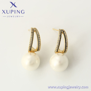 Joyería xuping de moda elegante de oro de 14K para mujer, aretes de perlas de lujo simples, joyería de lujo de moda de - Product Image 3