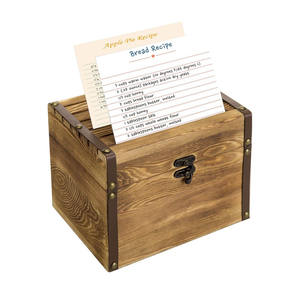 Boîte porte-cartes de recettes en acacia Organisateur de recettes 4x6 avec 6 séparateurs Boîte pour cartes d'index Boîte en bois pour comptoir de cuisine Menu de cuisine - Product Image 3