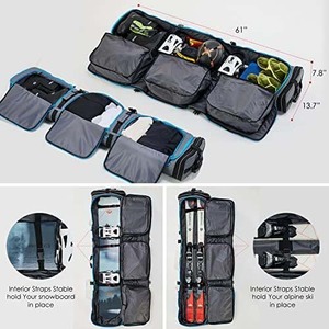 Échantillon gratuit, prix bas, sac de snowboard imperméable entièrement rembourré, sac de ski réglable de grande taille, logo personnalisé, grande capacité - Product Image 6