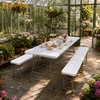 Ensemble table et banc de pique-nique pliables en plastique légers, robustes, peu encombrants et faciles à nettoyer pour jardin et cour arrière