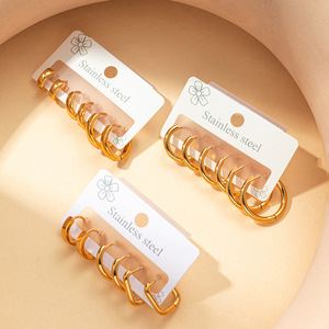 <span class=keywords><strong>Orecchini</strong></span> a Cerchio Sottili da Donna in Acciaio Inossidabile Impermeabile con Placcatura in Oro PVD 18K, Forme Multiple Personalizzabili, Non Allergici - Product Image 6