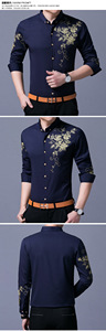Camisas <span class=keywords><strong>de</strong></span> <span class=keywords><strong>vestir</strong></span> <span class=keywords><strong>para</strong></span> <span class=keywords><strong>hombre</strong></span> <span class=keywords><strong>de</strong></span> color rojo vino <span class=keywords><strong>de</strong></span> marca, <span class=keywords><strong>camisa</strong></span> con botones y estampado <span class=keywords><strong>de</strong></span> flores rosas doradas a la moda, <span class=keywords><strong>Camisa</strong></span> ajustada <span class=keywords><strong>de</strong></span> manga larga <span class=keywords><strong>para</strong></span> <span class=keywords><strong>hombre</strong></span> - Product Image 4