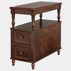 Table de chevet en bois massif avec 2 tiroirs, table de chevet moderne du milieu du siècle avec étagère ouverte, table de chevet vintage pour chambre à coucher - Product Image 2