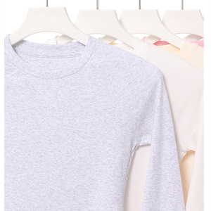 Magliette estive da donna RUICHI in cotone a maniche lunghe, girocollo, tinta unita, <span class=keywords><strong>aderenti</strong></span>. - Product Image 4