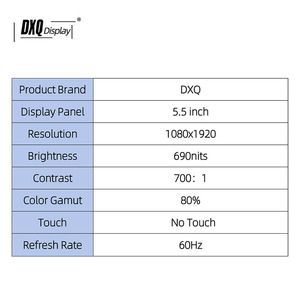โมดูลจอ LCD DXQ ขนาด 5.5 นิ้ว ความละเอียดสูง 1080x1920 690nits หน้าจอ TFT ขนาด 5.5 นิ้ว จอแสดงผล LCD ขนาด 5.5 นิ้ว ความสว่างสูง - Product Image 3