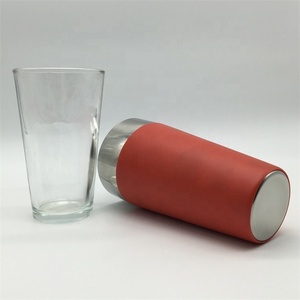 Coctelera de acero inoxidable de 800ml/28oz, coctelera de vinilo rojo con revestimiento de PVC suave, coctelera de vidrio Boston con Color y logotipo personalizado <span class=keywords><strong>OEM</strong></span> - Product Image 5