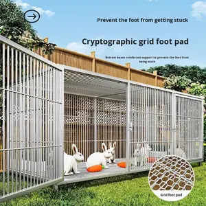 Cage à lapins en métal extra-large avec fermeture à bouton de cryptage épaissi pour l'élevage de grands lapins cochons d'Inde produit pour animaux de compagnie - Product Image 1