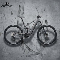 Vélo de montagne électrique EM10 à assistance électrique, cadre en fibre de carbone à suspension souple, moteur MID Drive M6100, 12 vitesses, 15Ah, 500W