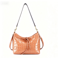Sacs pour femmes, sac fourre-tout brodé pour femmes, sac hobo haut de gamme à motif crocodile, sac à bandoulière en cuir véritable et tissu denim avec garniture perlée