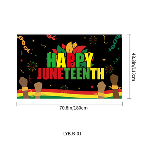 <span class=keywords><strong>Feliz</strong></span> Juneteenth telón de fondo Banner <span class=keywords><strong>19</strong></span> de junio de 1865 Día DE LA LIBERTAD Banner Africano Afro Americano Día DE LA Independencia Suministros de decoración para fiestas - Product Image 2