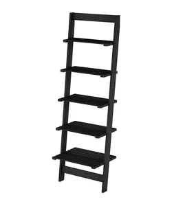 5-Tier Ladder Shelf, Modern Tall Wood Leaning Shelf Organizer for Living Room, Bathroom, Office, Bedroom