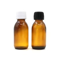 Bouteille en verre ambré pour sirop, avec bouchon à vis, anti-fuite, pour emballage distribué, sérigraphiée, 30ml, 60ml, 100ml, 125ml, 150ml