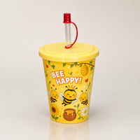 Vente en gros directe usine – Nouveaux gobelets à café 3D en plastique réutilisables pour enfants, sans BPA, écologiques, avec couvercle en PP et impression UV, 350 ml