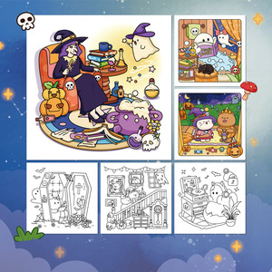 Libro de colorear personalizado adecuado para niños y adultos juguetes de ocio padre-hijo interactivo adulto alivio del estrés Halloween - Product Image 2