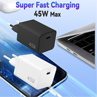 Cargador de Pared Superrápido de 45W GaN USB Tipo C PD con Enchufe Europeo y Cable de 6 Pies, OEM ODM, Venta al Por Mayor de Fábrica, Universal para Laptop y Teléfono Móvil