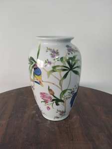 Vaso di fiori per la decorazione della casa vaso in ceramica con motivo floreale verde verde e bianco - Product Image 6