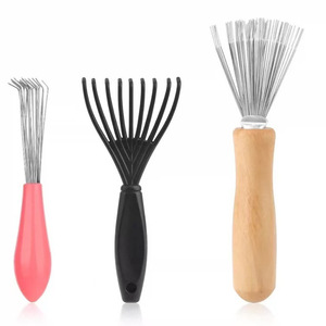 Juego de cepillos de limpieza con mango de plástico y alambre de acero, herramientas multifuncionales para el cuidado personal, para limpieza del cabello y maquillaje - Product Image 4