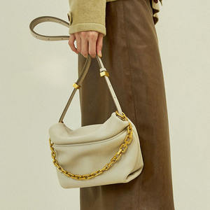 Sac bandoulière en cuir véritable souple et imperméable avec fermeture éclair, design rétro simple, bandoulière réglable pour femme - Product Image 1