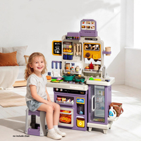 Nouvelle cuisine multifonctionnelle 2026 avec grand jet d'eau, lumières musicales, table de cuisson, écran tactile, commande, ensemble de jouets de cuisine pour enfants